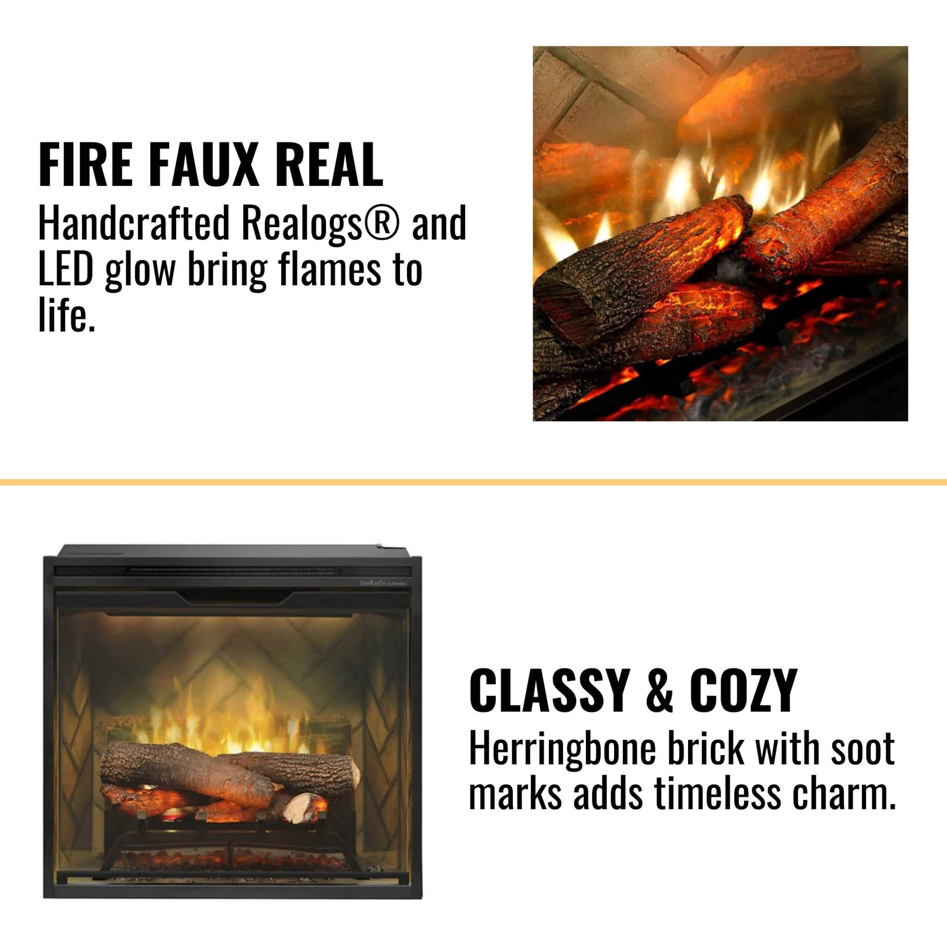 Dimplex Revillusion Herringbone Brick Built-In Electric Firebox With Front Glass [RBF30/36/42] (SAK12893)