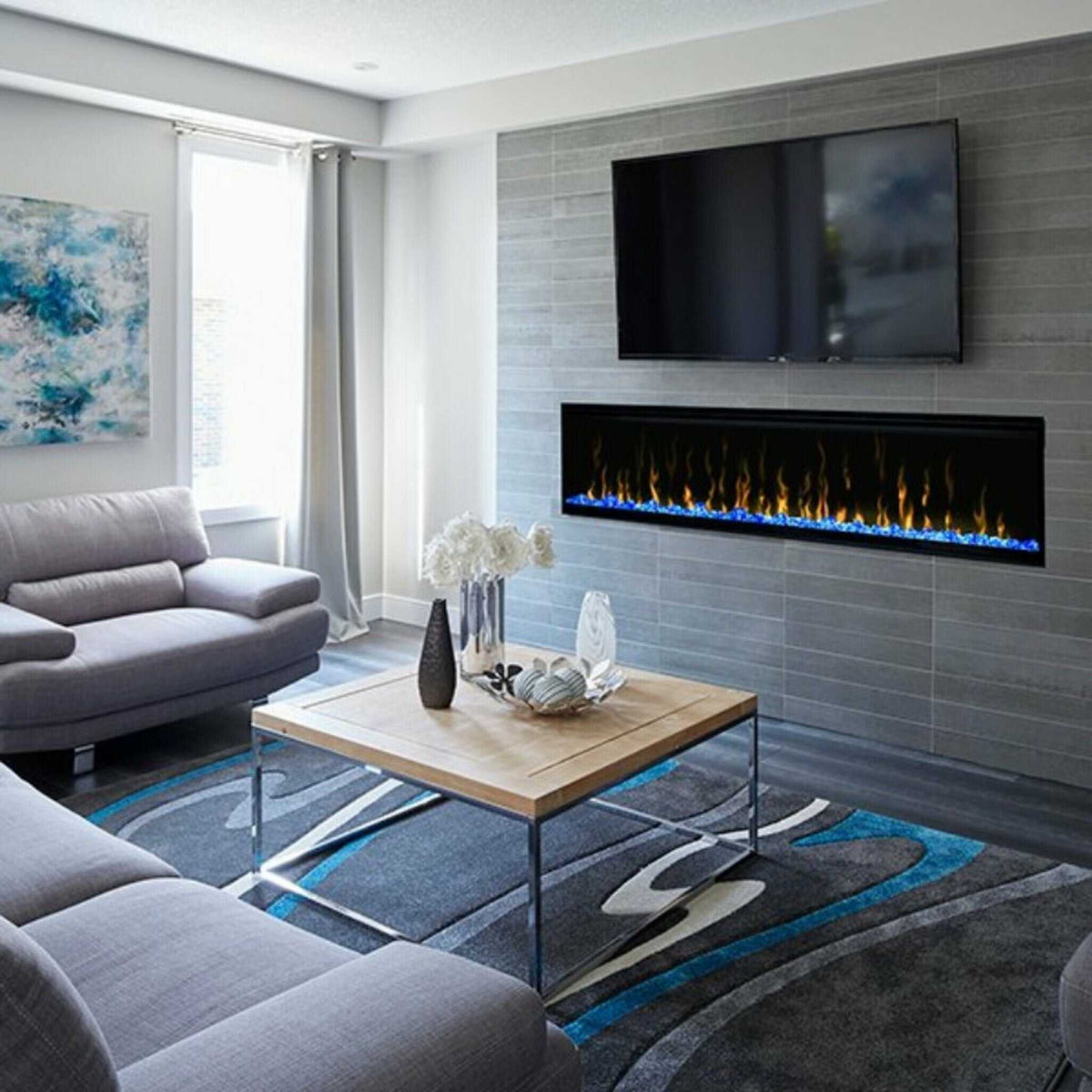 Dimplex IgniteXL 74-Inch Premium Built-In Linear Electric Fireplace With Integrated Heater Fan [XLF74] (SAK14736)