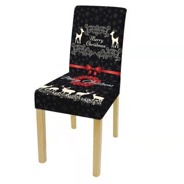 Dining Room Chair Protector Slipcovers Popular New Holiday Universal Size Christmas Printing Chair Cover Stretch Washable Detachable Seat Covers For Hotel Banquet Home Christmas Party