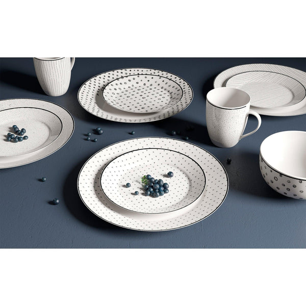 Dinnerware Set 12 Piece Black and White, Service for 4