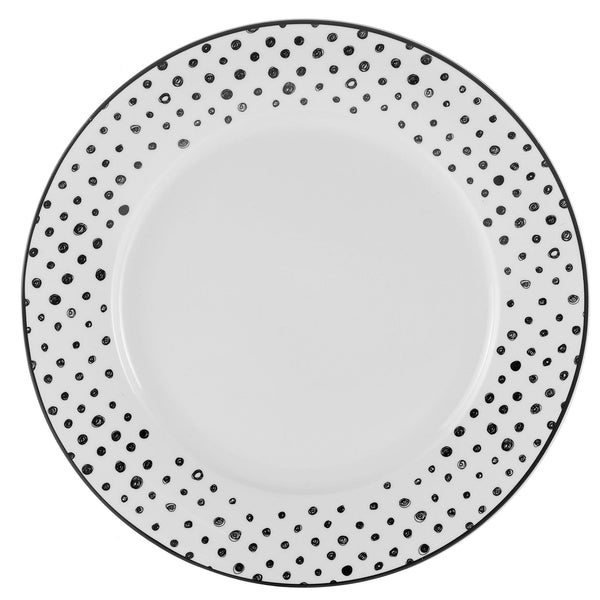 Dinnerware Set 12 Piece Black and White, Service for 4