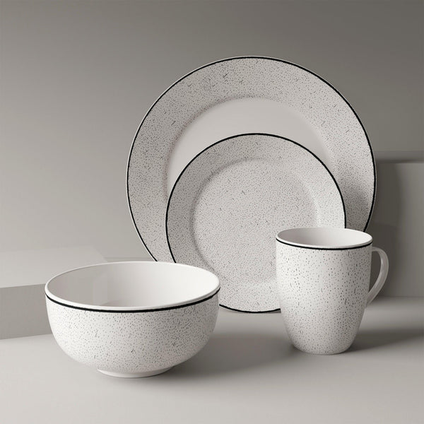 Dinnerware Set 12 Piece Black and White, Service for 4