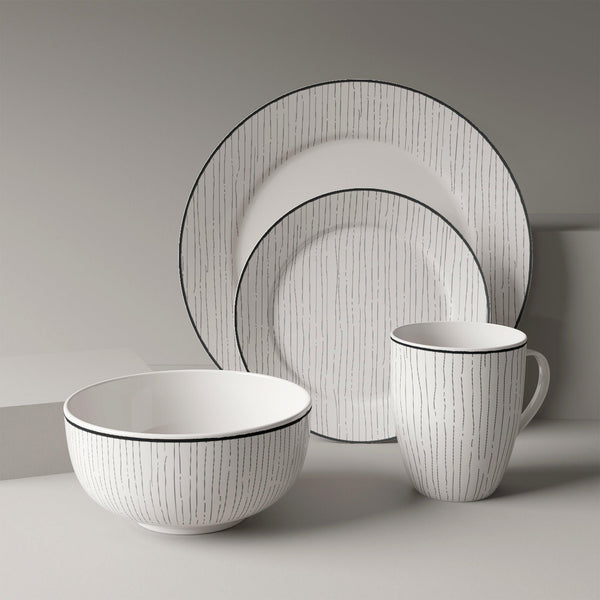 Dinnerware Set 12 Piece Black and White, Service for 4