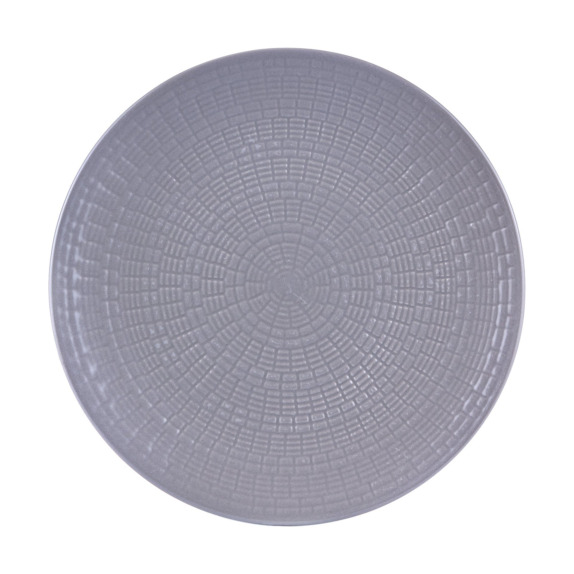 Dinnerware Set 12 Piece Embossed Grey, Service for 4