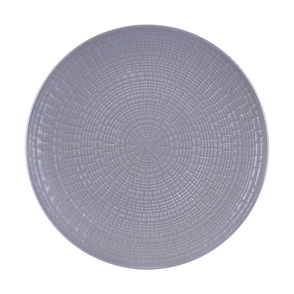 Dinnerware Set 12 Piece Embossed Grey, Service for 4