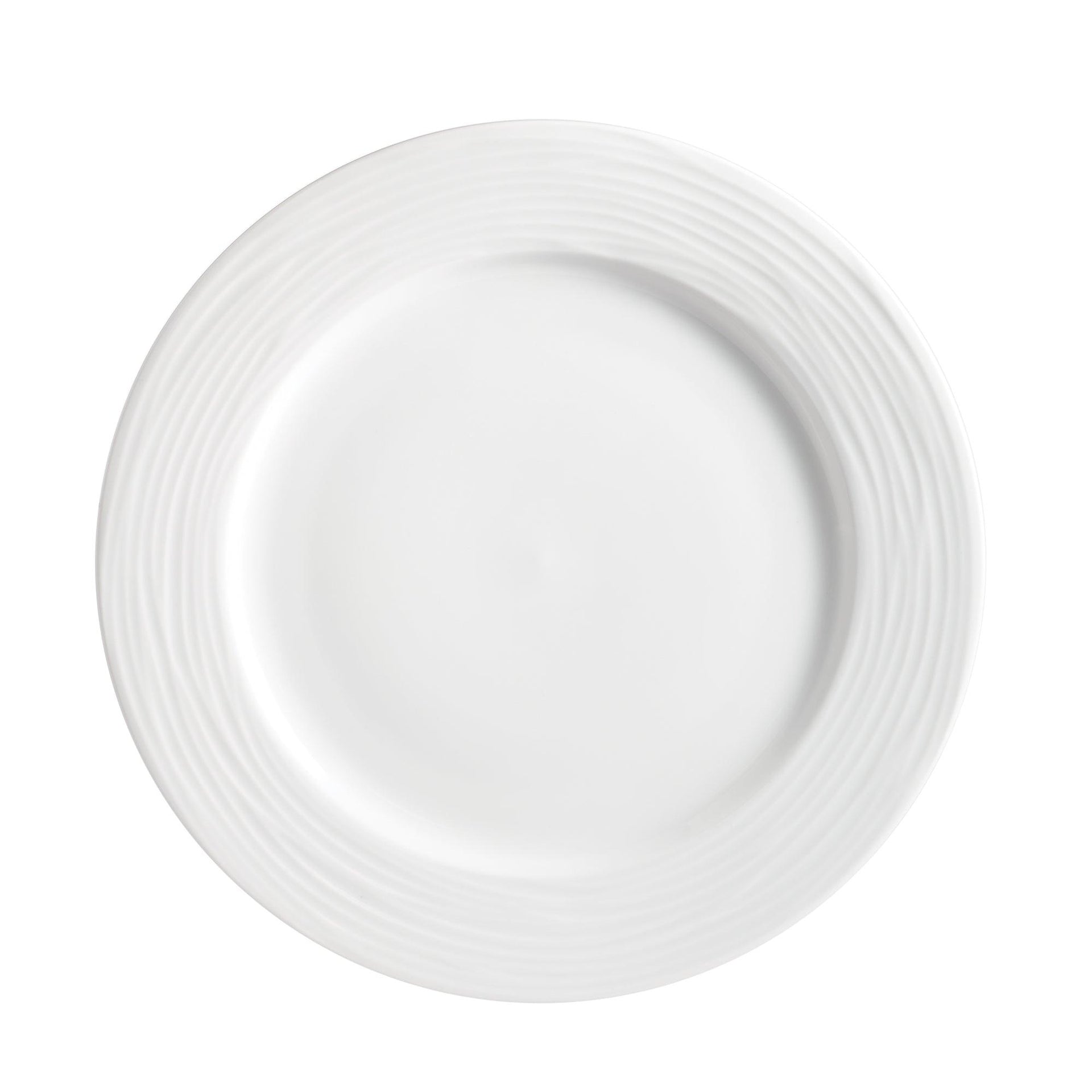 Dinnerware Set 12 Piece Round Rim Embossed Wave, Service for 4