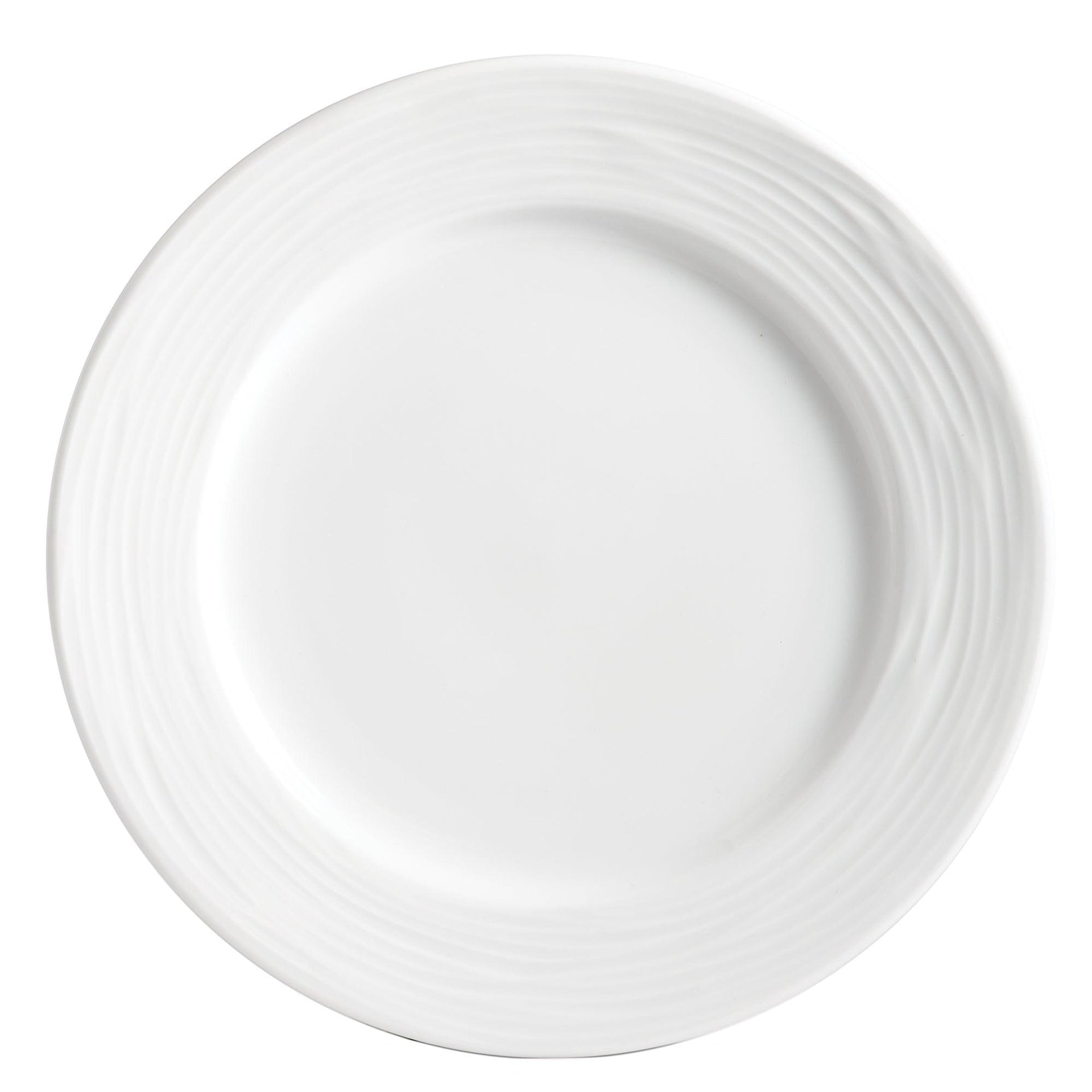 Dinnerware Set 12 Piece Round Rim Embossed Wave, Service for 4