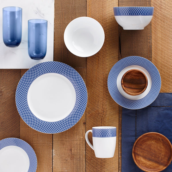 Dinnerware Set 16 Piece Blue Diamond, Service for 4