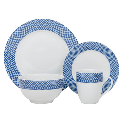Dinnerware Set 16 Piece Blue Diamond, Service for 4