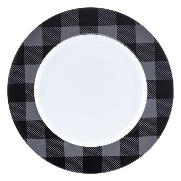 Dinnerware Set 16 Piece Buffalo Plaid Grey/Black, Service for 4