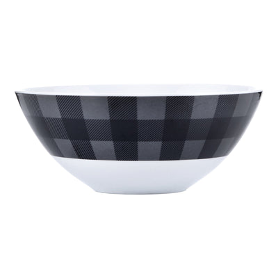 Dinnerware Set 16 Piece Buffalo Plaid Grey/Black, Service for 4