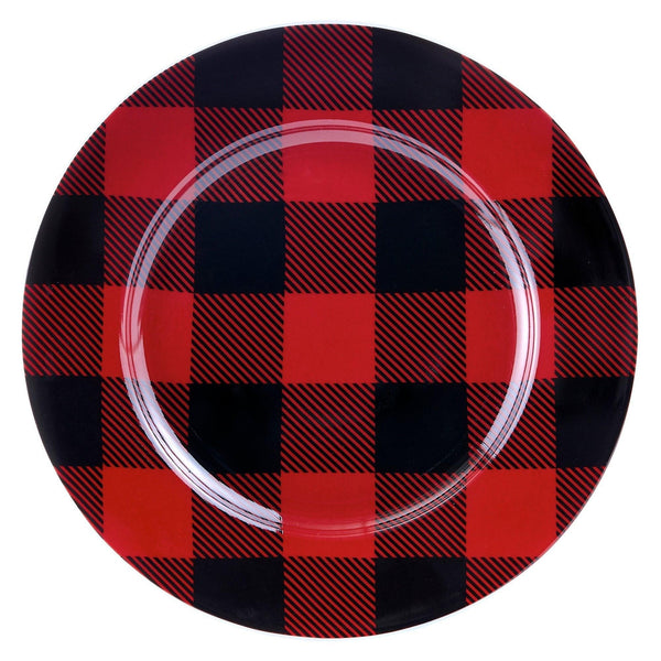 Dinnerware Set 16 Piece Buffalo Plaid Red/Black, Service for 4