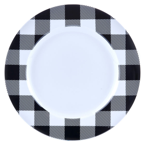 Dinnerware Set 16 Piece Buffalo Plaid White/Black, Service for 4