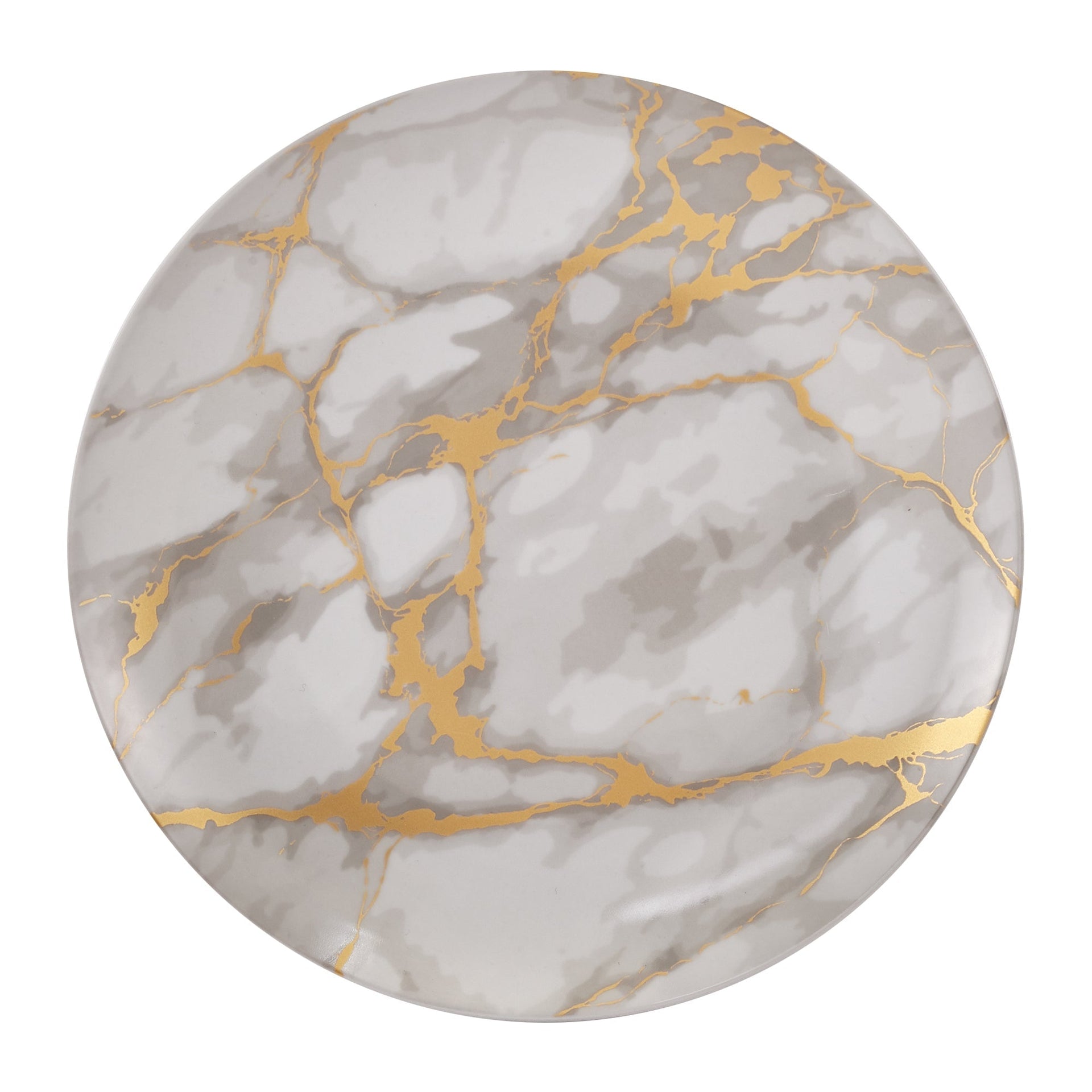 Dinnerware Set 16 Piece Coupe Porcelain Gold Marble Look, Service for 4