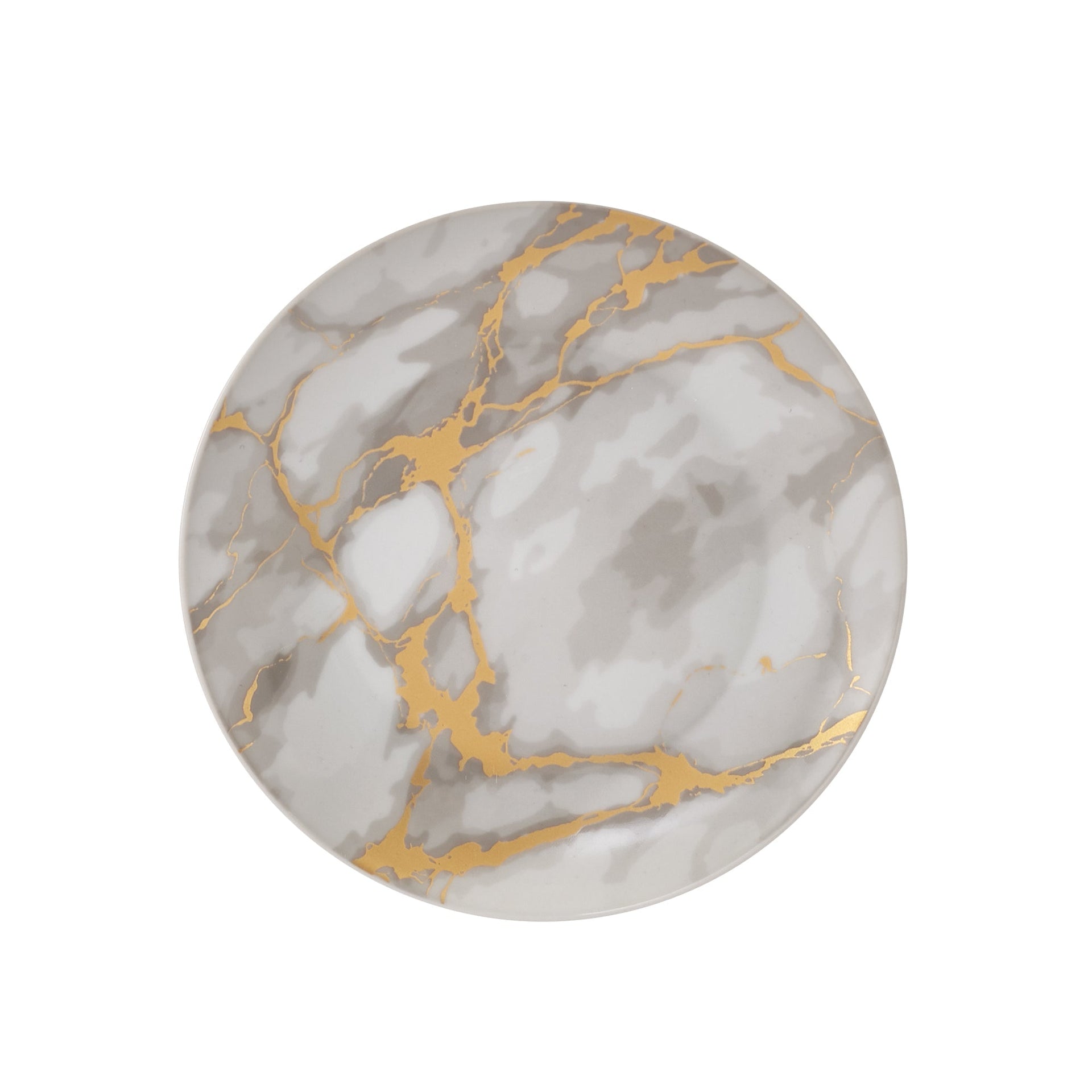 Dinnerware Set 16 Piece Coupe Porcelain Gold Marble Look, Service for 4