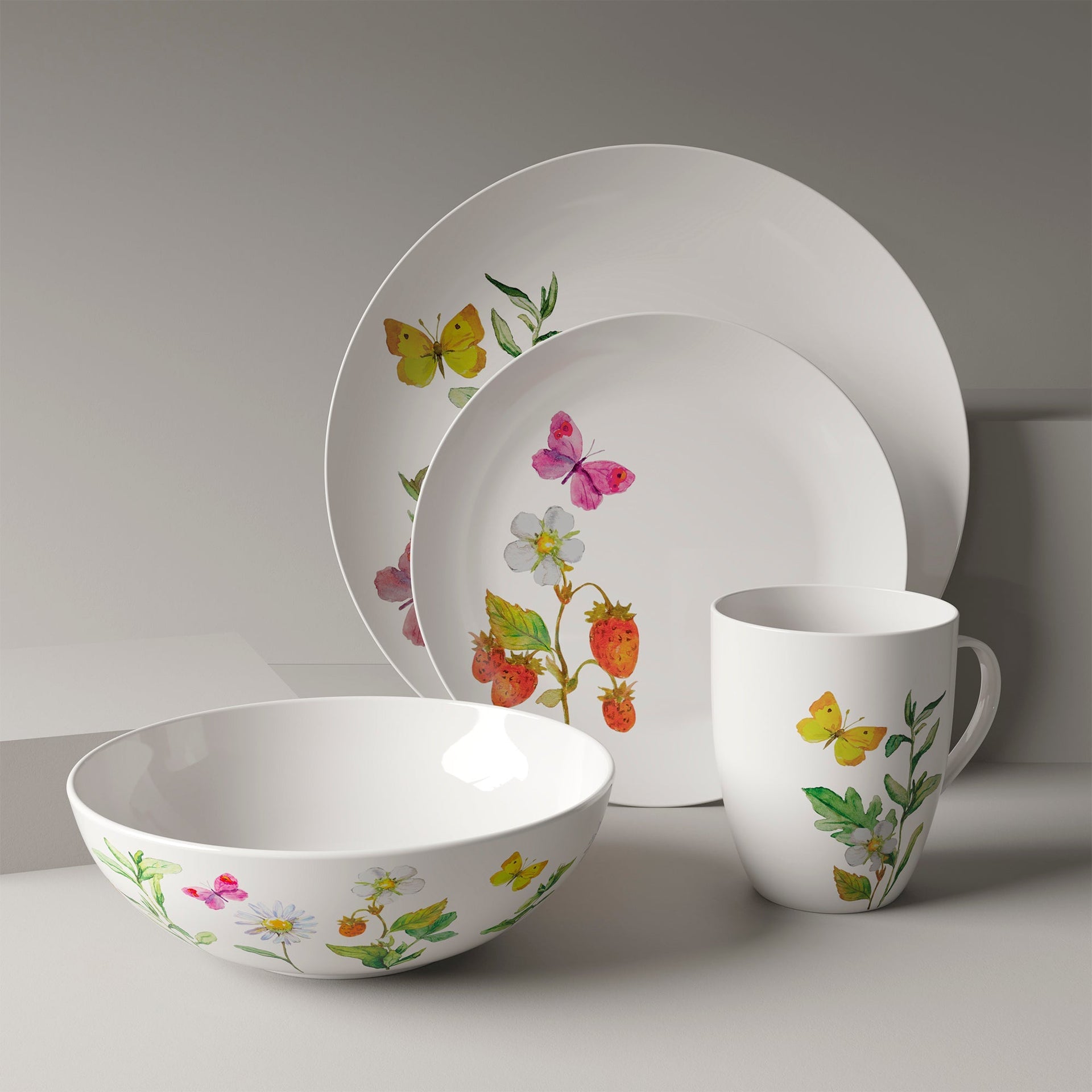 Dinnerware Set 16 Piece Garden Butterflies, Service for 4