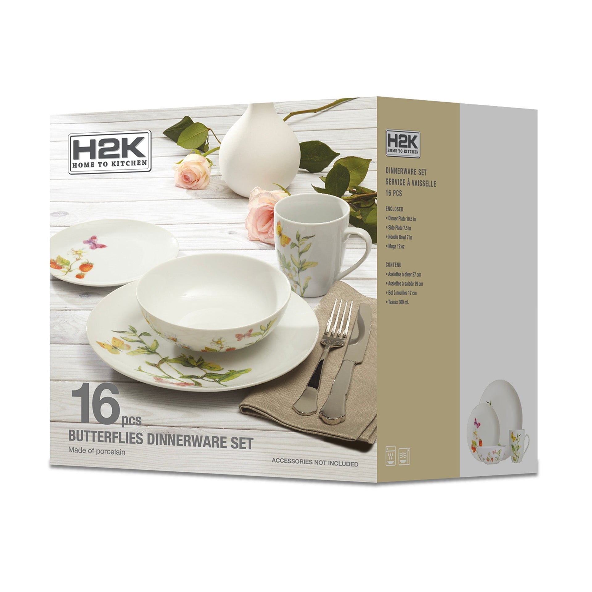 Dinnerware Set 16 Piece Garden Butterflies, Service for 4