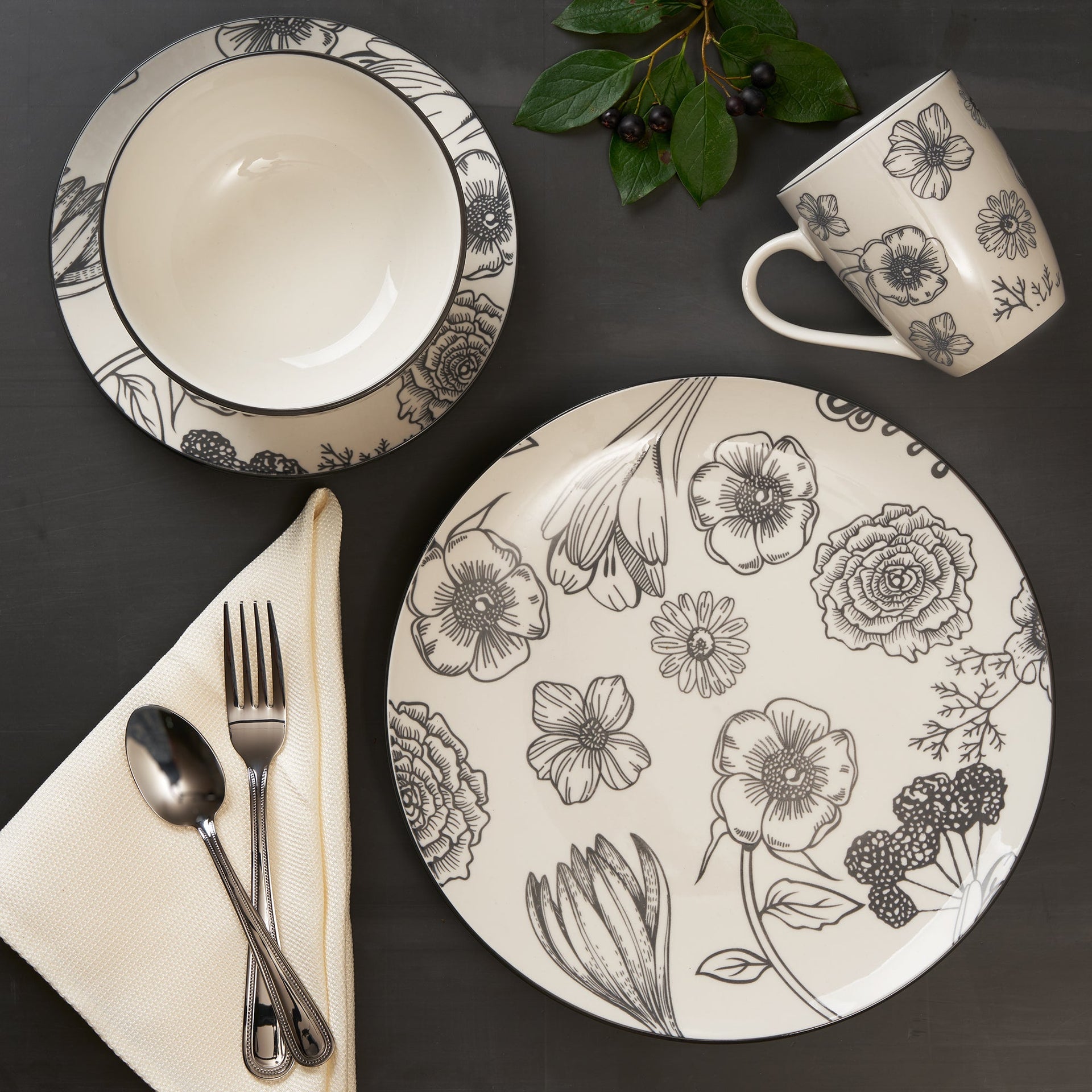 Dinnerware Set 16 Piece Porcelain, Service for 4