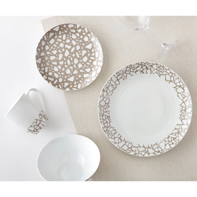 Dinnerware Set 16 Piece Terrazzo Beige, Service for 4