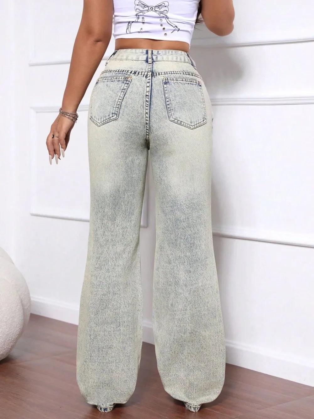 Distressed High Waist Jeans