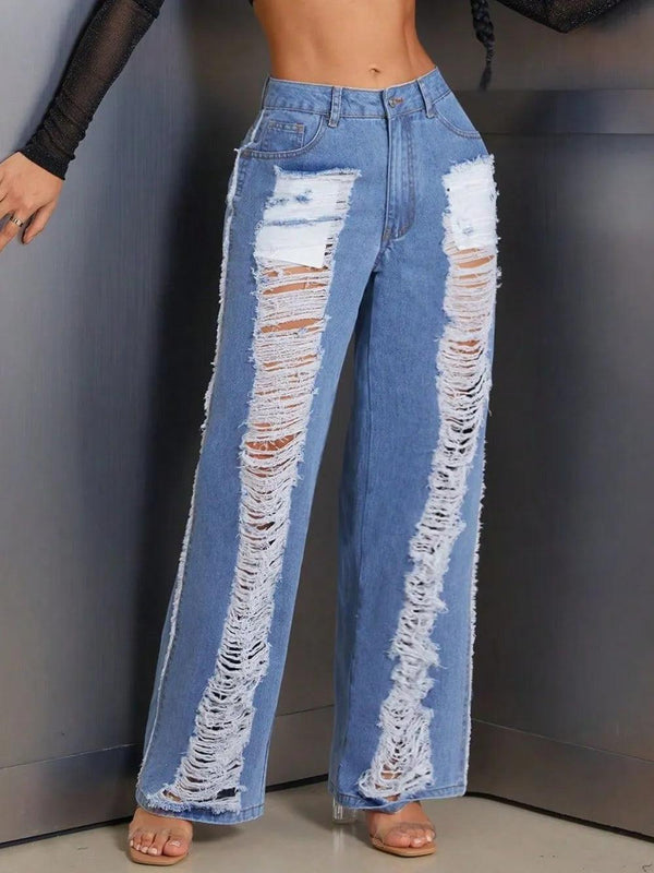 Distressed Wide Leg Jeans