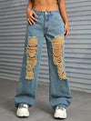 Distressed Wide Leg Jeans with Pockets - Medium / XL