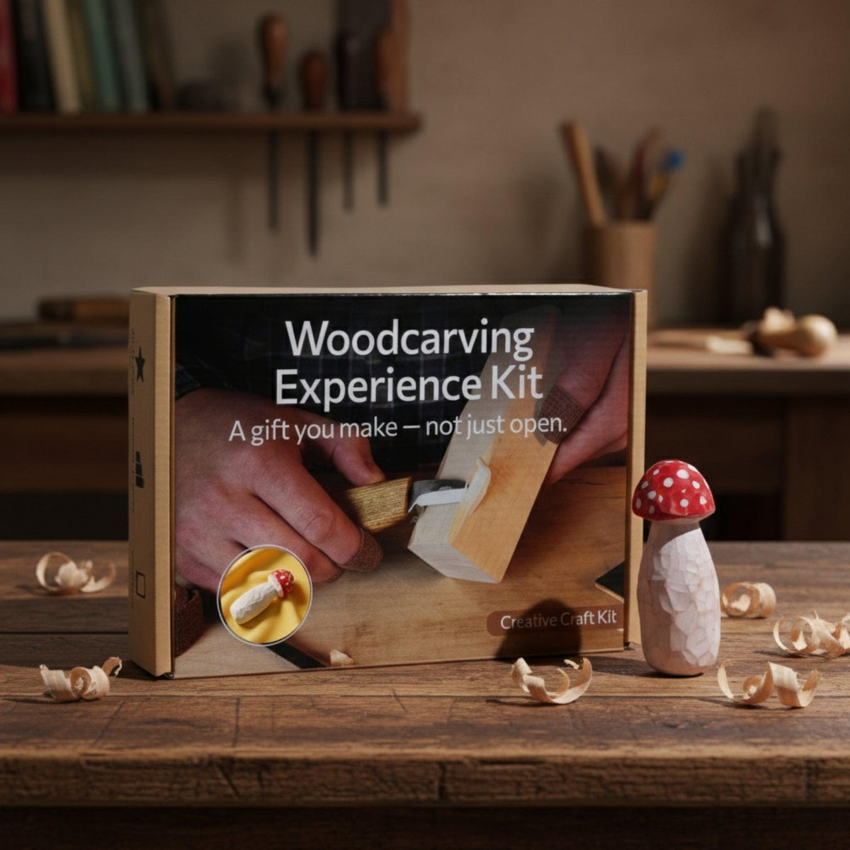 DIY Mushroom Wood Carving & Painting Kit