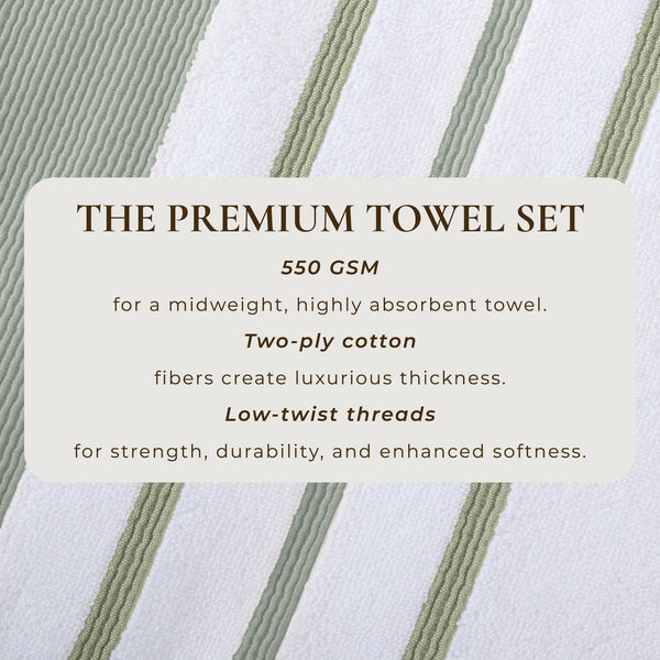 Decorative Cotton Stripe Bath Towel Set - Noelle Collection