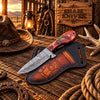 The Doc Holliday Damascus Ranch Working Knife – Resin Handle & Sheath