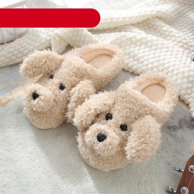 Dog Slippers Women Winter Warm Soft Plush Shoes Men Couples Slippers For Home Indoor Bedroom Fluffy Furry Memory Foam Cross Band Slip On Indoor Outdoor Slippers