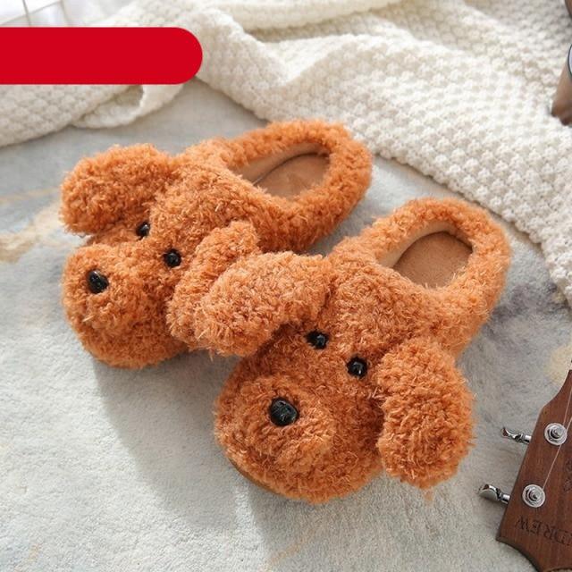 Dog Slippers Women Winter Warm Soft Plush Shoes Men Couples Slippers For Home Indoor Bedroom Fluffy Furry Memory Foam Cross Band Slip On Indoor Outdoor Slippers