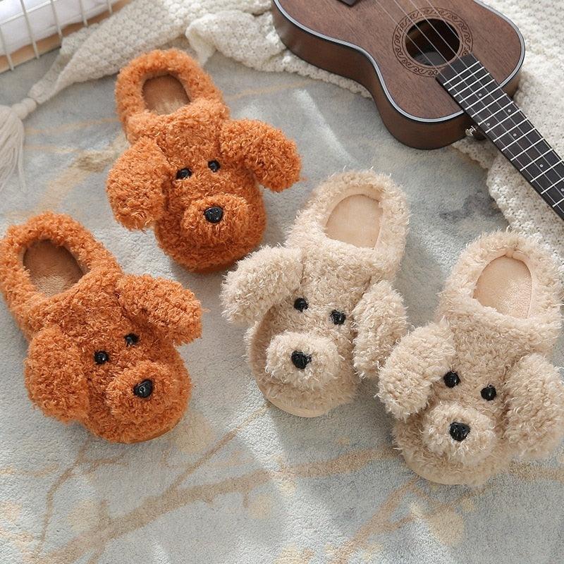 Dog Slippers Women Winter Warm Soft Plush Shoes Men Couples Slippers For Home Indoor Bedroom Fluffy Furry Memory Foam Cross Band Slip On Indoor Outdoor Slippers