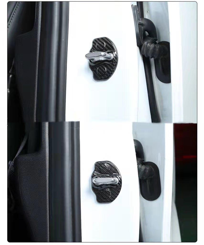 Real Dry Carbon Fiber Door Lock Cover for Tesla Model 3 & Model Y & Model YL