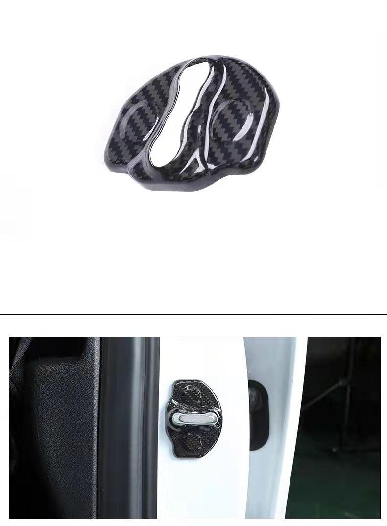 Real Dry Carbon Fiber Door Lock Cover for Tesla Model 3 & Model Y & Model YL