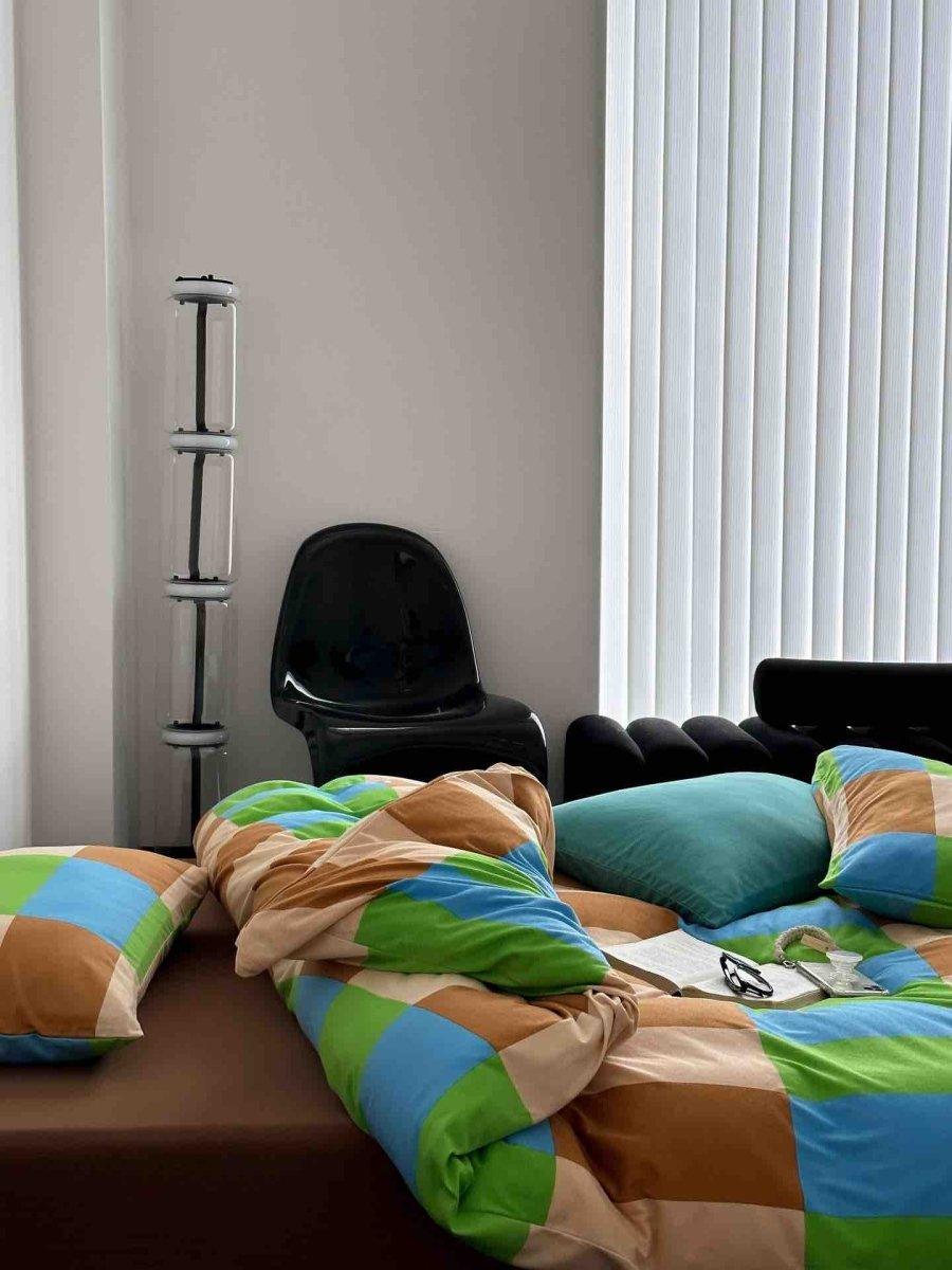 Dopamine Rainbow Checker Duvet Cover Set With Pillowcases & Fitted Sheet