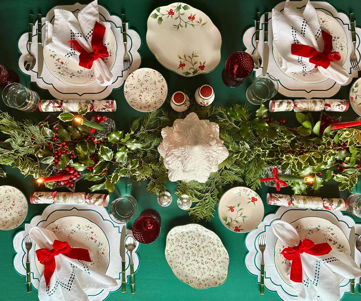Green Cloth Napkins - Pearls Napkins