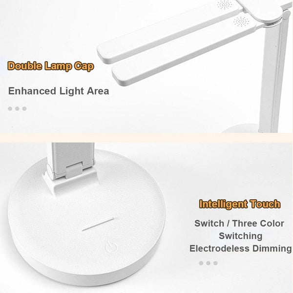 Double Lamp Cap Led Foldable Reading Lamp For Children's Mobile Phone Bracket Desk Study Light Free Shipping Bedroom Table Lamps Decorative Table Lamp Cute Study Lamps for Bedroom Décor
