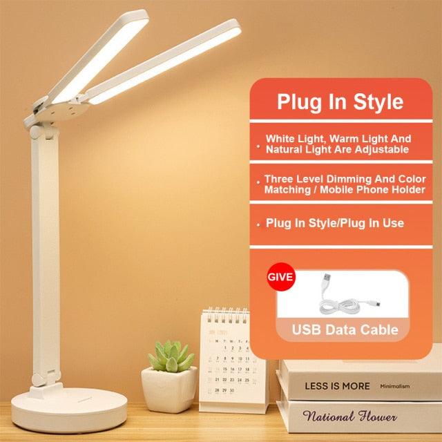 Double Lamp Cap Led Foldable Reading Lamp For Children's Mobile Phone Bracket Desk Study Light Free Shipping Bedroom Table Lamps Decorative Table Lamp Cute Study Lamps for Bedroom Décor