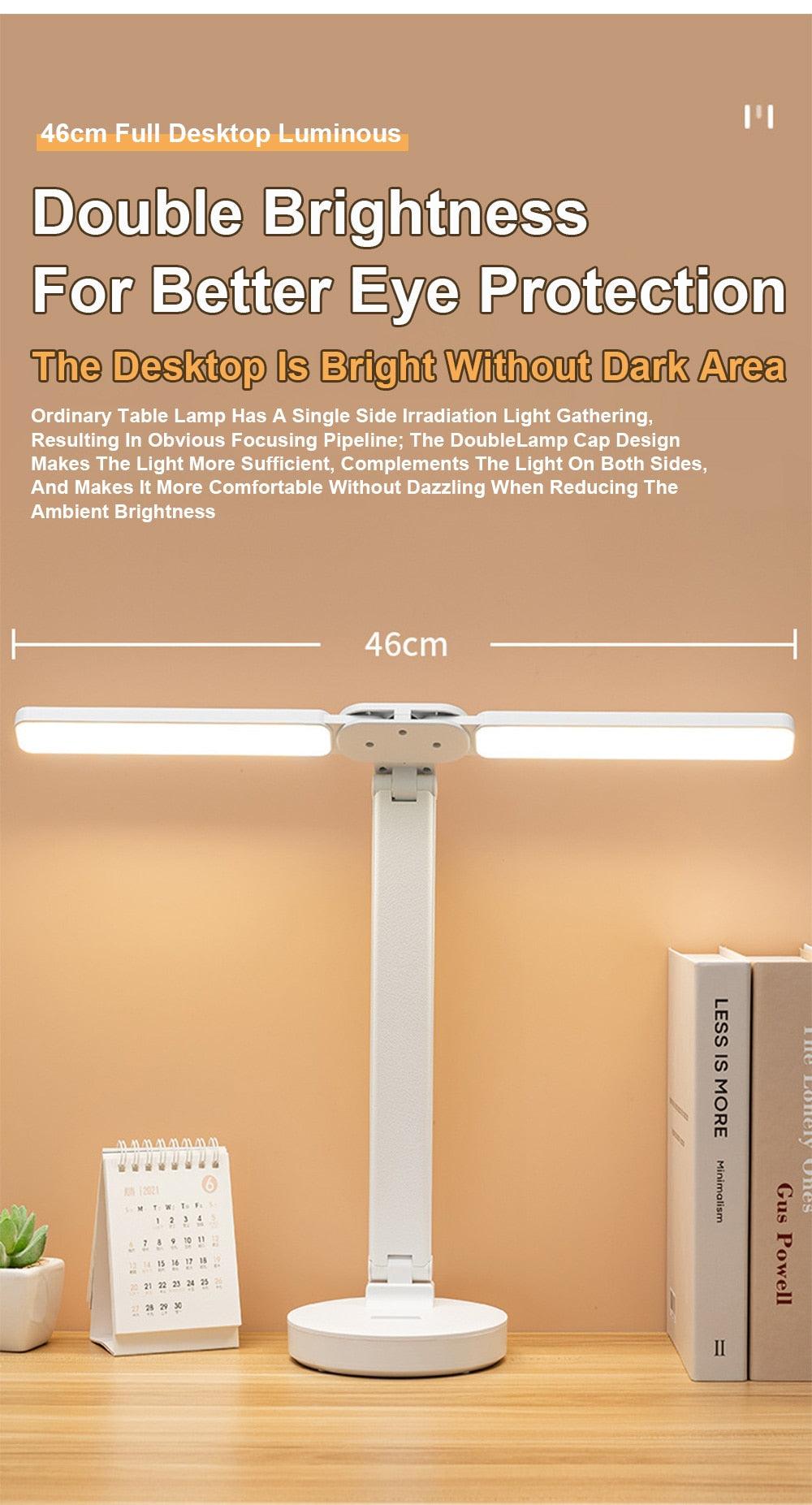 Double Lamp Cap Led Foldable Reading Lamp For Children's Mobile Phone Bracket Desk Study Light Free Shipping Bedroom Table Lamps Decorative Table Lamp Cute Study Lamps for Bedroom Décor