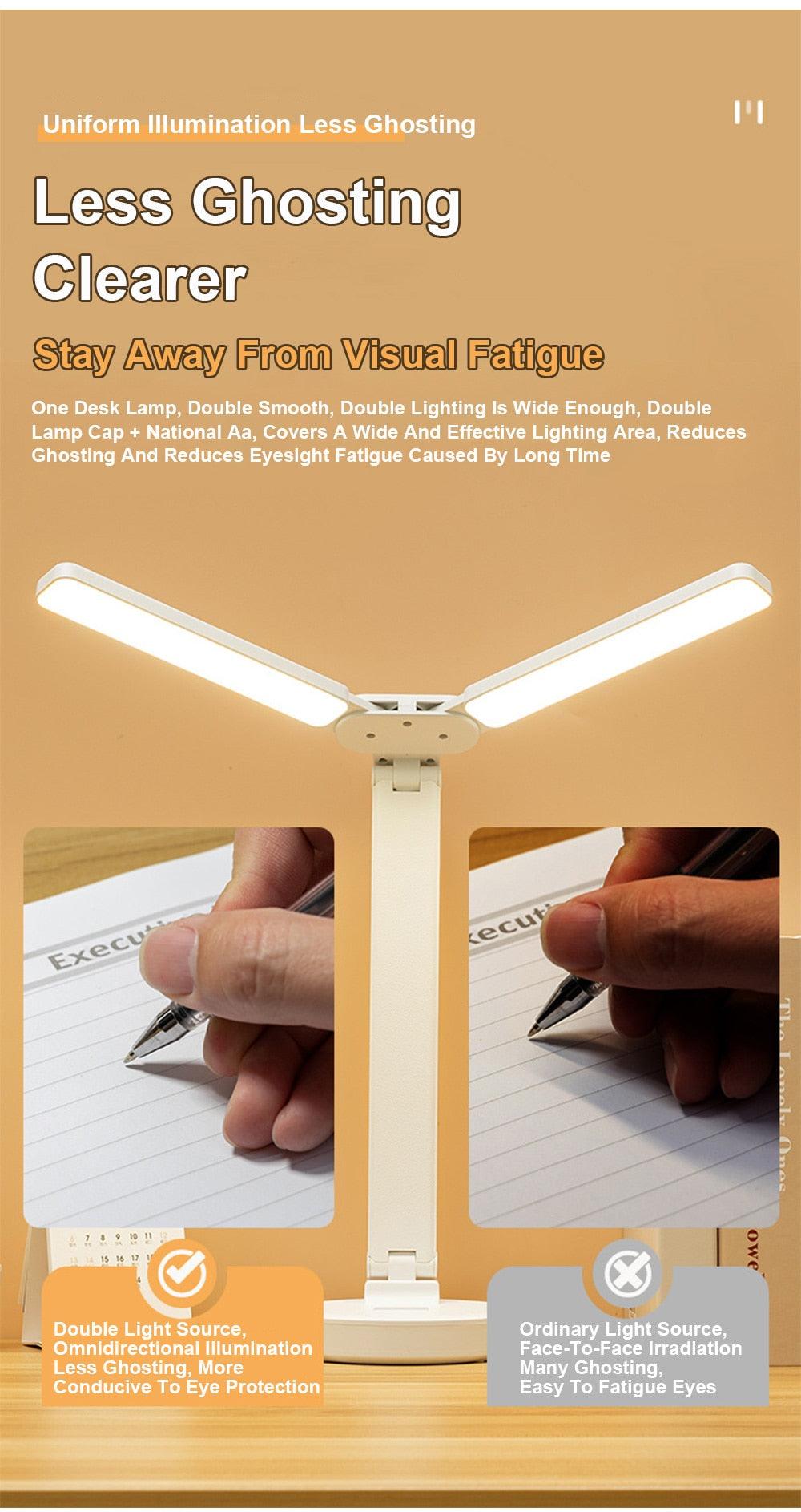 Double Lamp Cap Led Foldable Reading Lamp For Children's Mobile Phone Bracket Desk Study Light Free Shipping Bedroom Table Lamps Decorative Table Lamp Cute Study Lamps for Bedroom Décor