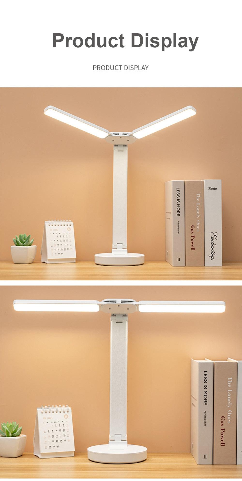 Double Lamp Cap Led Foldable Reading Lamp For Children's Mobile Phone Bracket Desk Study Light Free Shipping Bedroom Table Lamps Decorative Table Lamp Cute Study Lamps for Bedroom Décor