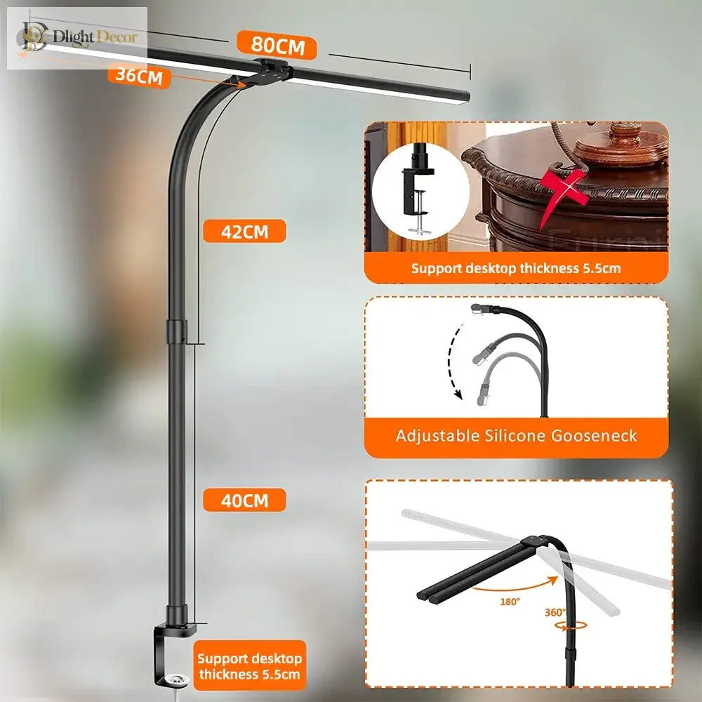 Double LED Desk Lamp | Modern Office & Study Lighting