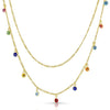Double Strand Figaro Evil Eye Drop Necklace