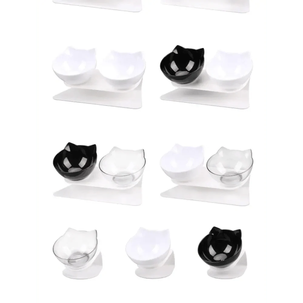Double Transparent Non-slip Food Bowl With Protection For Cats Modern Kitten Food Bowl Pet Accessories