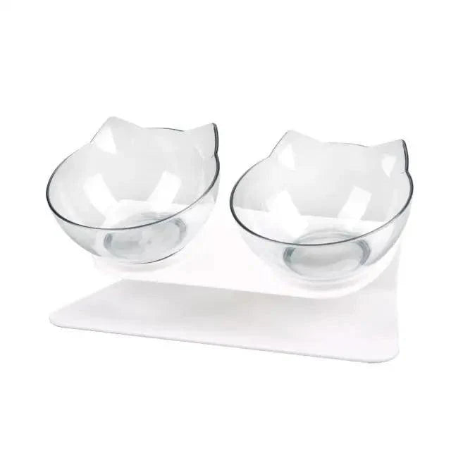 Double Transparent Non-slip Food Bowl With Protection For Cats Modern Kitten Food Bowl Pet Accessories