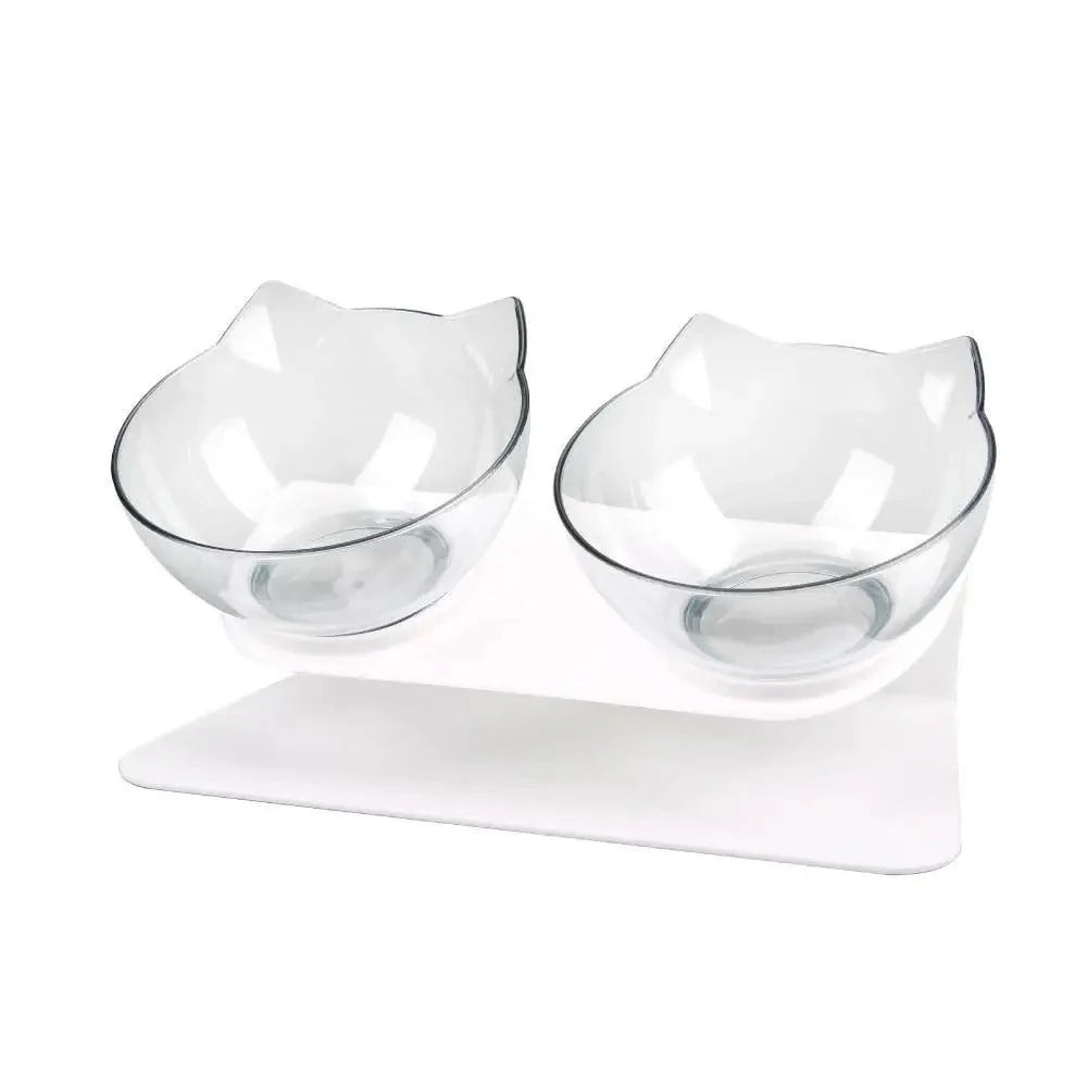 Double Transparent Non-slip Food Bowl With Protection For Cats Modern Kitten Food Bowl Pet Accessories