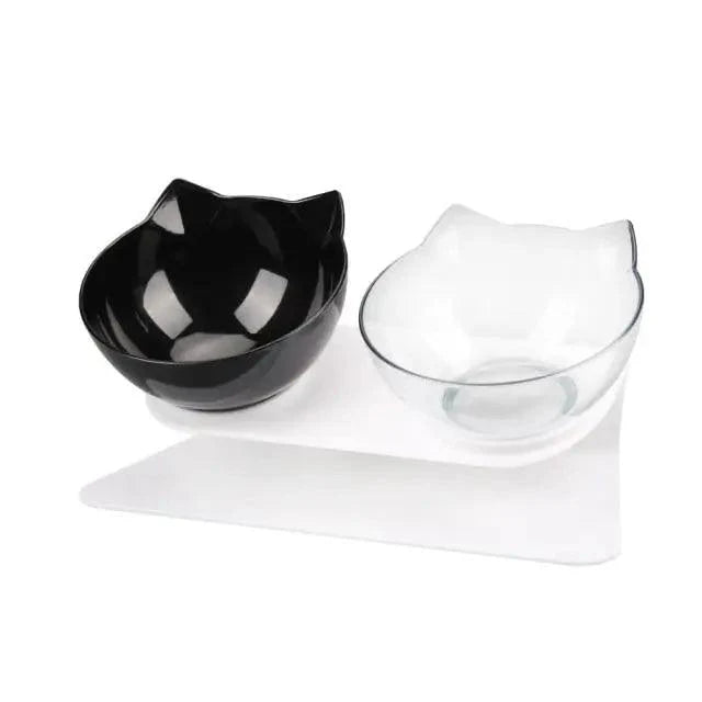 Double Transparent Non-slip Food Bowl With Protection For Cats Modern Kitten Food Bowl Pet Accessories
