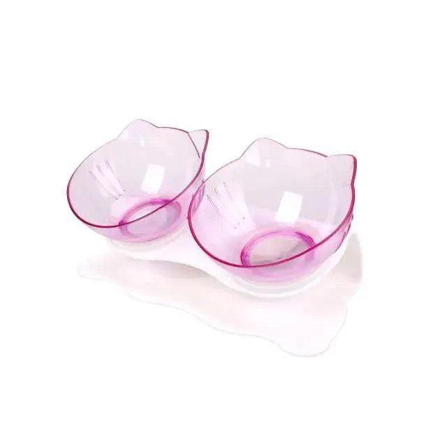 Double Transparent Non-slip Food Bowl With Protection For Cats Modern Kitten Food Bowl Pet Accessories