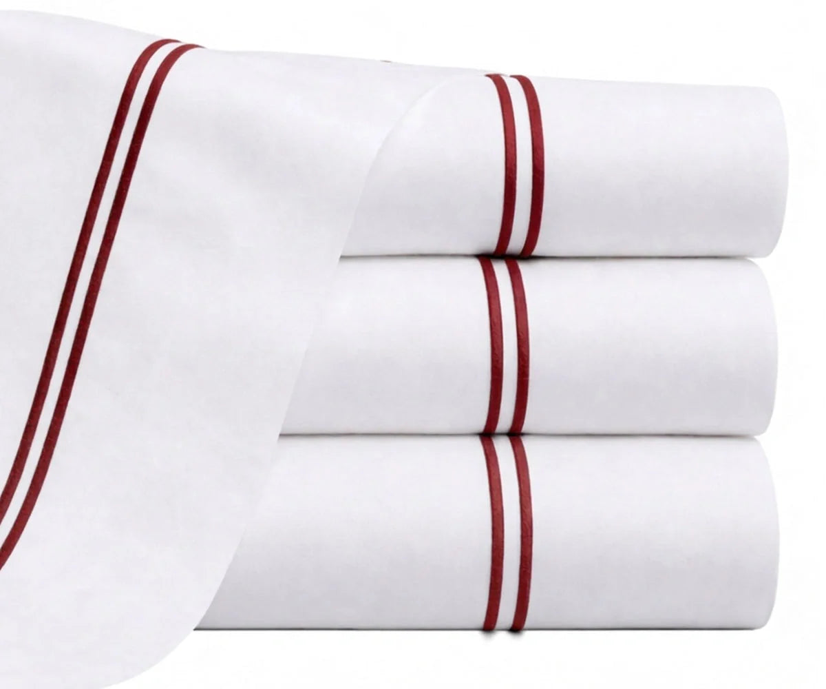 Cotton Flat Sheet - Line Embroidery