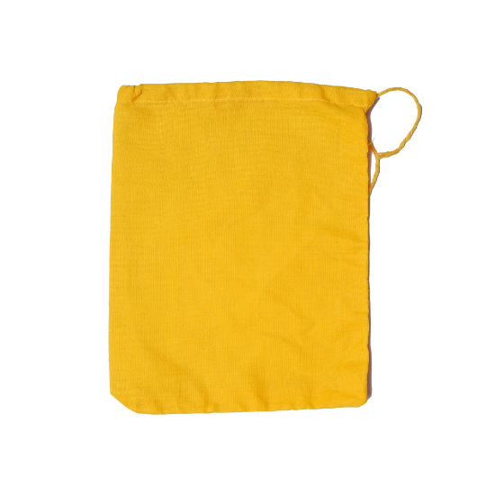 8x12 Inches Reusable Eco-Friendly Cotton Single Drawstring Bags Yellow Color